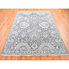 Load image into Gallery viewer, 7&#39;9&quot;x10&#39; Thunder Gray, Hand Knotted Oushak Influence Silk with Textured Wool Oriental Rug FWR484440
