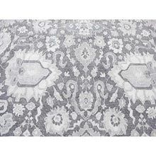 Load image into Gallery viewer, 7&#39;9&quot;x10&#39; Thunder Gray, Hand Knotted Oushak Influence Silk with Textured Wool Oriental Rug FWR484440