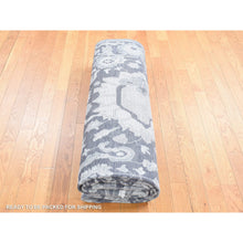 Load image into Gallery viewer, 7&#39;9&quot;x10&#39; Thunder Gray, Hand Knotted Oushak Influence Silk with Textured Wool Oriental Rug FWR484440