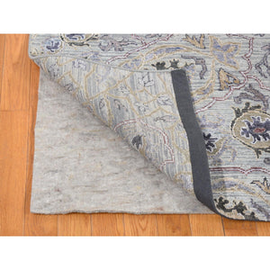 7'9"x10'1" Ash Gray, The Maharaja, Real Silk with Some Textured Wool and Natural Abrash, Hand Knotted Oriental Rug FWR484452