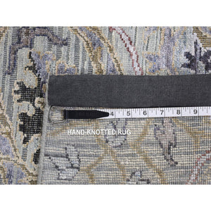 7'9"x10'1" Ash Gray, The Maharaja, Real Silk with Some Textured Wool and Natural Abrash, Hand Knotted Oriental Rug FWR484452