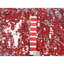 Load image into Gallery viewer, 2&#39;1x3&#39; Red, Modern Design With Abstract Design Densely Woven, Wool and Silk Hand Knotted, Mat Oriental Rug FWR484476