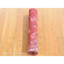 Load image into Gallery viewer, 2&#39;1x3&#39; Red, Modern Design With Abstract Design Densely Woven, Wool and Silk Hand Knotted, Mat Oriental Rug FWR484476