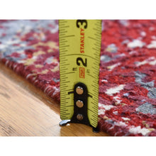 Load image into Gallery viewer, 2&#39;1x3&#39; Red, Modern Design With Abstract Design Densely Woven, Wool and Silk Hand Knotted, Mat Oriental Rug FWR484476