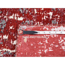 Load image into Gallery viewer, 2&#39;1x3&#39; Red, Modern Design With Abstract Design Densely Woven, Wool and Silk Hand Knotted, Mat Oriental Rug FWR484476