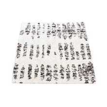 Load image into Gallery viewer, 3&#39;x3&#39; Black, Modern Erased Column Design, Thick and Plush, Pure Wool, Hand Knotted, Small Square Oriental Rug FWR484482