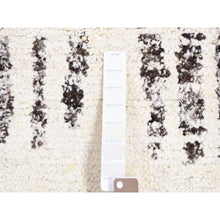 Load image into Gallery viewer, 3&#39;x3&#39; Black, Modern Erased Column Design, Thick and Plush, Pure Wool, Hand Knotted, Small Square Oriental Rug FWR484482