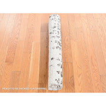 Load image into Gallery viewer, 3&#39;x3&#39; Black, Modern Erased Column Design, Thick and Plush, Pure Wool, Hand Knotted, Small Square Oriental Rug FWR484482