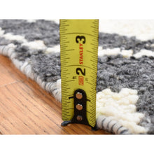 Load image into Gallery viewer, 3&#39;x3&#39; Charcoal Black, Tone on Tone Modern Design Thick and Plush, Undyed Natural Wool Hand Knotted, Square Oriental Rug FWR484518