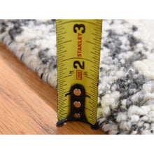Load image into Gallery viewer, 3&#39;x3&#39; Black, Modern Erased Column Design Thick and Plush, Organic Undyed Wool Hand Knotted, Square Oriental Rug FWR484536