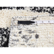 Load image into Gallery viewer, 3&#39;x3&#39; Black, Modern Erased Column Design Thick and Plush, Organic Undyed Wool Hand Knotted, Square Oriental Rug FWR484536