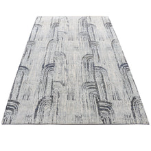 Load image into Gallery viewer, 5&#39;x7&#39;1&quot; Mirage Grey, The Cane, Pure Silk With Textured Wool, Hand-Knotted Oriental Rug FWR484608