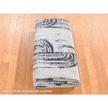 Load image into Gallery viewer, 5&#39;x7&#39;1&quot; Mirage Grey, The Cane, Pure Silk With Textured Wool, Hand-Knotted Oriental Rug FWR484608