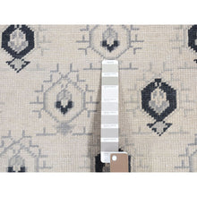 Load image into Gallery viewer, 5&#39;1&quot;x7&#39;1&quot; Linen and Mid Night Blue, Hand-Knotted, Turkish Knot, Repetitive Paisley Design, Oushak, Vegetable Dyes, Pure Wool, Oriental Rug FWR484626