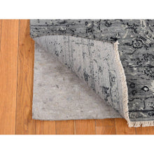 Load image into Gallery viewer, 5&#39;1&quot;x7&#39; Black Coral, Broken Persian, Erased Design, Silk With Textured Wool, Hand Knotted, Oriental Rug FWR484632