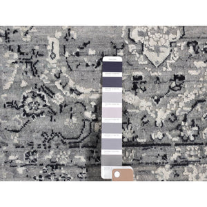 5'1"x7' Black Coral, Broken Persian, Erased Design, Silk With Textured Wool, Hand Knotted, Oriental Rug FWR484632
