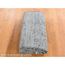 Load image into Gallery viewer, 5&#39;1&quot;x7&#39; Black Coral, Broken Persian, Erased Design, Silk With Textured Wool, Hand Knotted, Oriental Rug FWR484632