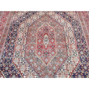 7'9"x10'10" Cordovan Red, Persian Moud With Geometric Design, Natural Dyes, 100% Wool, Multiple Mahi Fish Design, Geometric Medallions, Hand Knotted, Oriental Rug FWR484668