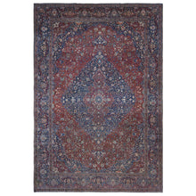 Load image into Gallery viewer, 11&#39;2&quot;x16&#39;8&quot; Barn Red, Antique Persian Kashan Debir, Hand Knotted, Pure Wool, Dense Weave, Soft, Evenly Worn, Sides and Ends Professionally Secured, Cleaned, Oversized Oriental Rug FWR484674