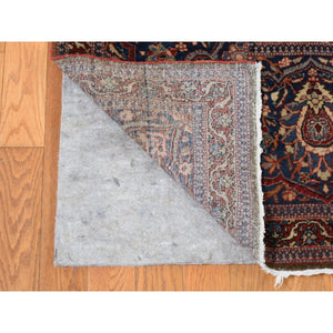 11'2"x16'8" Barn Red, Antique Persian Kashan Debir, Hand Knotted, Pure Wool, Dense Weave, Soft, Evenly Worn, Sides and Ends Professionally Secured, Cleaned, Oversized Oriental Rug FWR484674