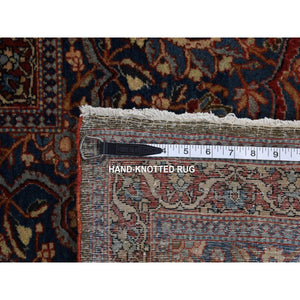 11'2"x16'8" Barn Red, Antique Persian Kashan Debir, Hand Knotted, Pure Wool, Dense Weave, Soft, Evenly Worn, Sides and Ends Professionally Secured, Cleaned, Oversized Oriental Rug FWR484674