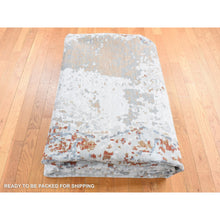 Load image into Gallery viewer, 10&#39;x13&#39;10&quot; Goose Gray, Hi-Low Pile Modern Abstract Design, 100% Wool Hand Knotted, Oriental Rug FWR484692