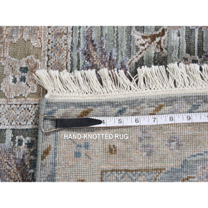 7'10"x10'2" Laurel Green, Mughal Design, Pure Silk Hand Knotted, Oriental Rug FWR484728