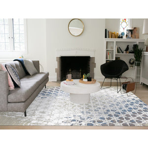 10'x14'1" Agreeable Gray, THE HONEYCOMB Award Winning Design, Hand Knotted Wool and Silk, Oriental Rug FWR484758