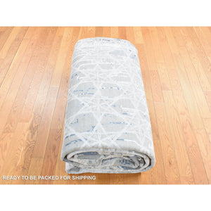 10'x14'1" Agreeable Gray, THE HONEYCOMB Award Winning Design, Hand Knotted Wool and Silk, Oriental Rug FWR484758