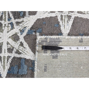 10'x14'1" Agreeable Gray, THE HONEYCOMB Award Winning Design, Hand Knotted Wool and Silk, Oriental Rug FWR484758