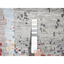 Load image into Gallery viewer, 10&#39;x14&#39;2&quot; Platinum Gray, Abstract Design, Denser Weave Pure Wool Hand Knotted, Oriental Rug FWR484764
