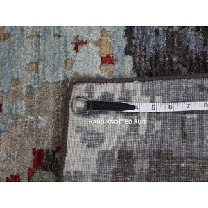10'x14'2" Platinum Gray, Abstract Design, Denser Weave Pure Wool Hand Knotted, Oriental Rug FWR484764