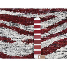 Load image into Gallery viewer, 8&#39;10&quot;x11&#39;9&quot; Vermilion Red, Thick, Man Made Silk, Modern Repetitive Colorful Tree Bark Motif with Abrash, Cropped Pile, Hand Knotted, Oriental Rug FWR484926