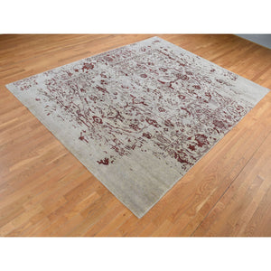9'x11'9" Beige, Broken Heriz Design, Wool and Silk, Hand Knotted, Oriental Rug FWR484932