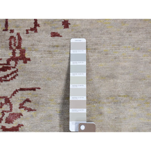 9'x11'9" Beige, Broken Heriz Design, Wool and Silk, Hand Knotted, Oriental Rug FWR484932