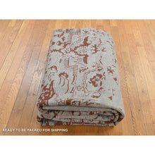 Load image into Gallery viewer, 9&#39;x11&#39;9&quot; Beige, Broken Heriz Design, Wool and Silk, Hand Knotted, Oriental Rug FWR484932