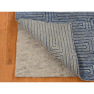 8'x10' Independence Blue, Silk with Wool, Maze Design, Hand Knotted, Oriental Rug FWR484962
