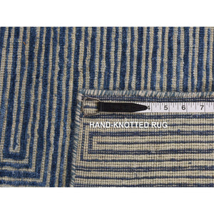 8'x10' Independence Blue, Silk with Wool, Maze Design, Hand Knotted, Oriental Rug FWR484962