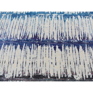 8'x10'3" Cream Color, The Cardiac Sari Silk with Textured Wool, Hand Knotted, Oriental Rug FWR485076