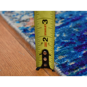 7'10"x10' Gold Color, Sari Silk with Textured Wool, Abstract Design, Hand Knotted, Oriental Rug FWR485088