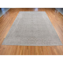 Load image into Gallery viewer, 9&#39;10&quot;x14&#39;1&quot; Taupe, Thick, Soft and Plush, Tone on Tone, Fine Jacquard Loomed Weave, Wool and Silk, Intricate and Erased Persian Design, Oriental Rug FWR485094