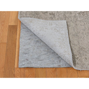 9'10"x14'1" Taupe, Thick, Soft and Plush, Tone on Tone, Fine Jacquard Loomed Weave, Wool and Silk, Intricate and Erased Persian Design, Oriental Rug FWR485094