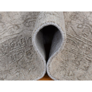9'10"x14'1" Taupe, Thick, Soft and Plush, Tone on Tone, Fine Jacquard Loomed Weave, Wool and Silk, Intricate and Erased Persian Design, Oriental Rug FWR485094