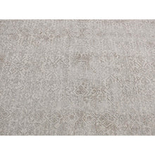Load image into Gallery viewer, 9&#39;10&quot;x14&#39;1&quot; Taupe, Thick, Soft and Plush, Tone on Tone, Fine Jacquard Loomed Weave, Wool and Silk, Intricate and Erased Persian Design, Oriental Rug FWR485094