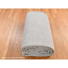 Load image into Gallery viewer, 9&#39;10&quot;x14&#39;1&quot; Taupe, Thick, Soft and Plush, Tone on Tone, Fine Jacquard Loomed Weave, Wool and Silk, Intricate and Erased Persian Design, Oriental Rug FWR485094