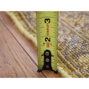6'5"x9'10" Greenish Yellow, Overdyed Vintage Persian Bakhtiar, Worn Wool, Hand Knotted, Oriental Rug FWR485130