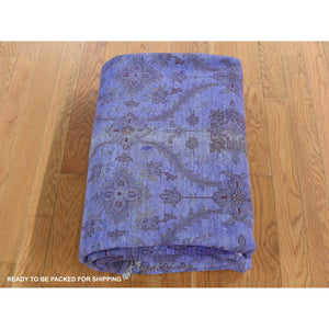 6'8"x8'2" Blue Violet, Overdyed Persian All Over Design, 100% Wool, Hand Knotted, Oriental Rug FWR485226