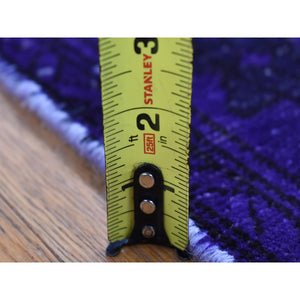 3'4"x8'7" Indigo, Overdyed Vintage Persian Hamadan, Pure Wool, Handmade, Runner Oriental Rug FWR485244