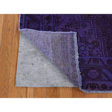 Load image into Gallery viewer, 4&#39;7&quot;x9&#39;7&quot; Purpureus Purple, 100% Wool, On Clearance, Hand Knotted, Overdyed Persian Hamadan, Wide Runner, Oriental Rug FWR485250