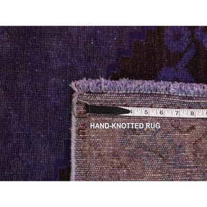 4'2"x9'10" Northwestern Purple, Abrash Effect, Overdyed Vintage Persian Hamadan, Wide Runner, Oriental Rug FWR485280